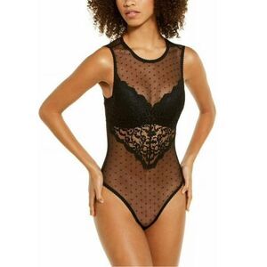 INC International Concepts Black Lace Bodysuit XL Thong Pinup Retro Valentines